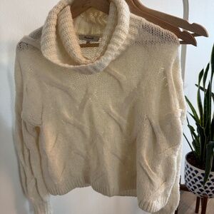 Madewell Ivory Cable Knit Turtleneck Sweater